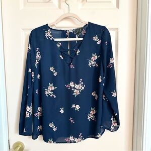 Blue floral OLM top